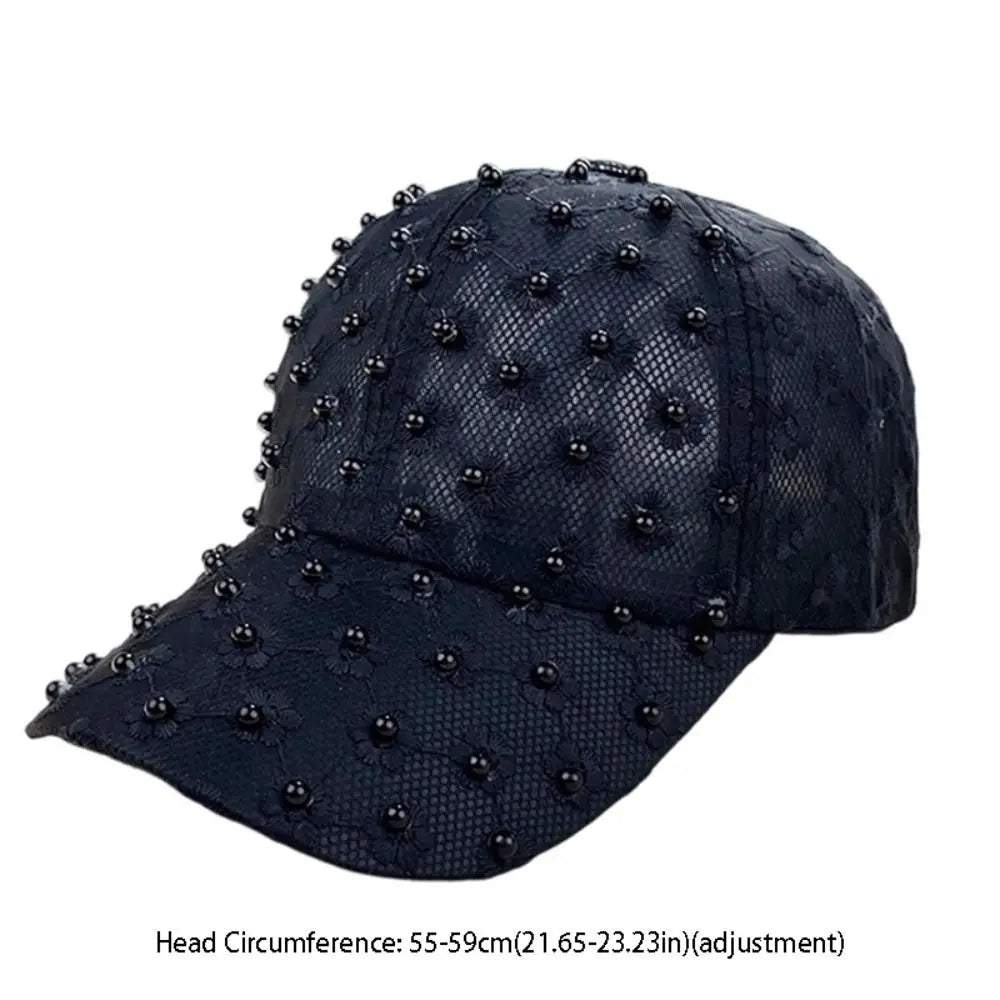 Embroidery Lace Baseball Cap Adjustable Sunscreen Embroidered Flower Qme