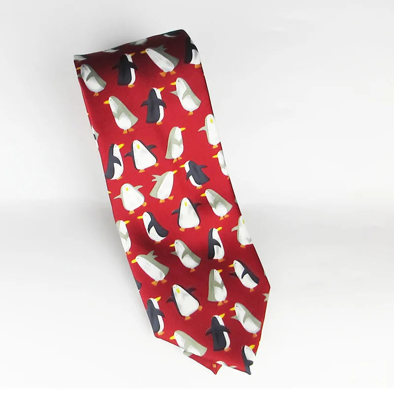 Luxury Silk Tie Man Green Wide Necktie Print Red Black Deer Sleigh Qme RT9