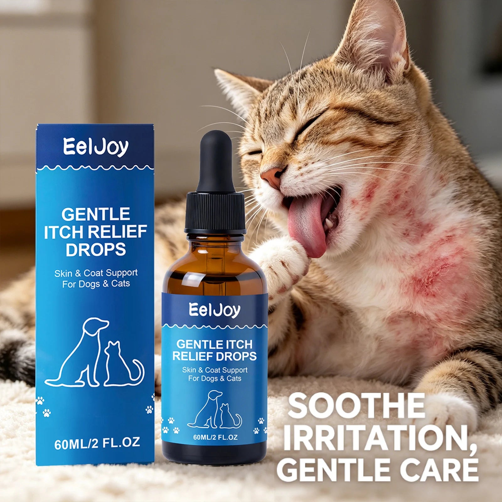 Pet Skin Care Drops Moisturizing Relieve Itching Improve Dryness & Roughness Natural Pet Skin Relief Drops Skin & Coat Support Qme Default Title