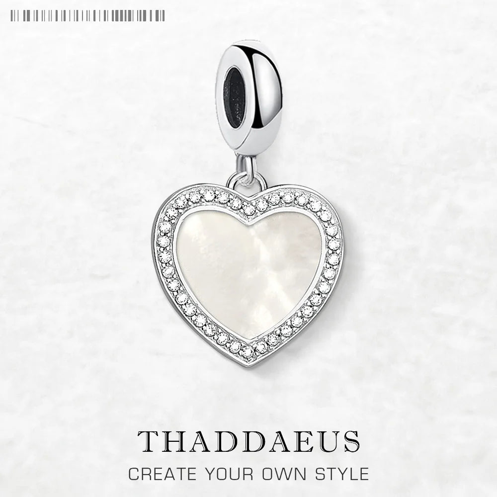 Dangle Charm Pendant Heart with Shell Women Summer Brand New Romantic 925 Sterling Silver Love Gift Qme Ring