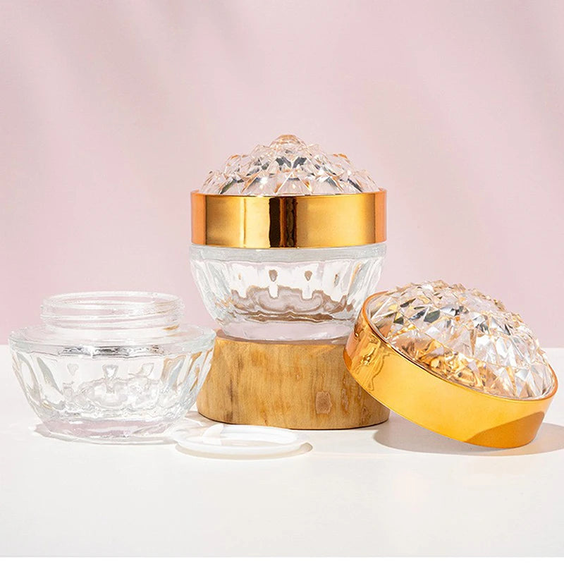 Luxury Glass Face Cream Jar Lid Container Lotion Jars Travel Bottle Qme