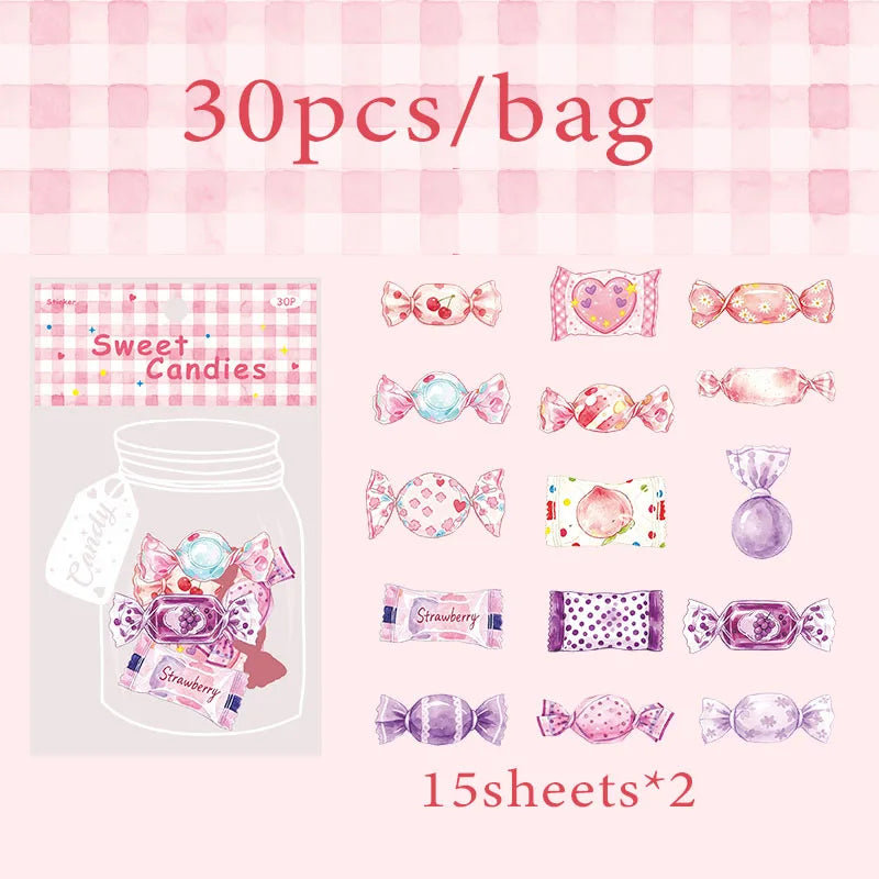 Candy Shaped Sticker Pack, Sweet Style Stickers for Junk Journal Decoration, Decorative Stickers for Water Cups, Photo Frames Qme A