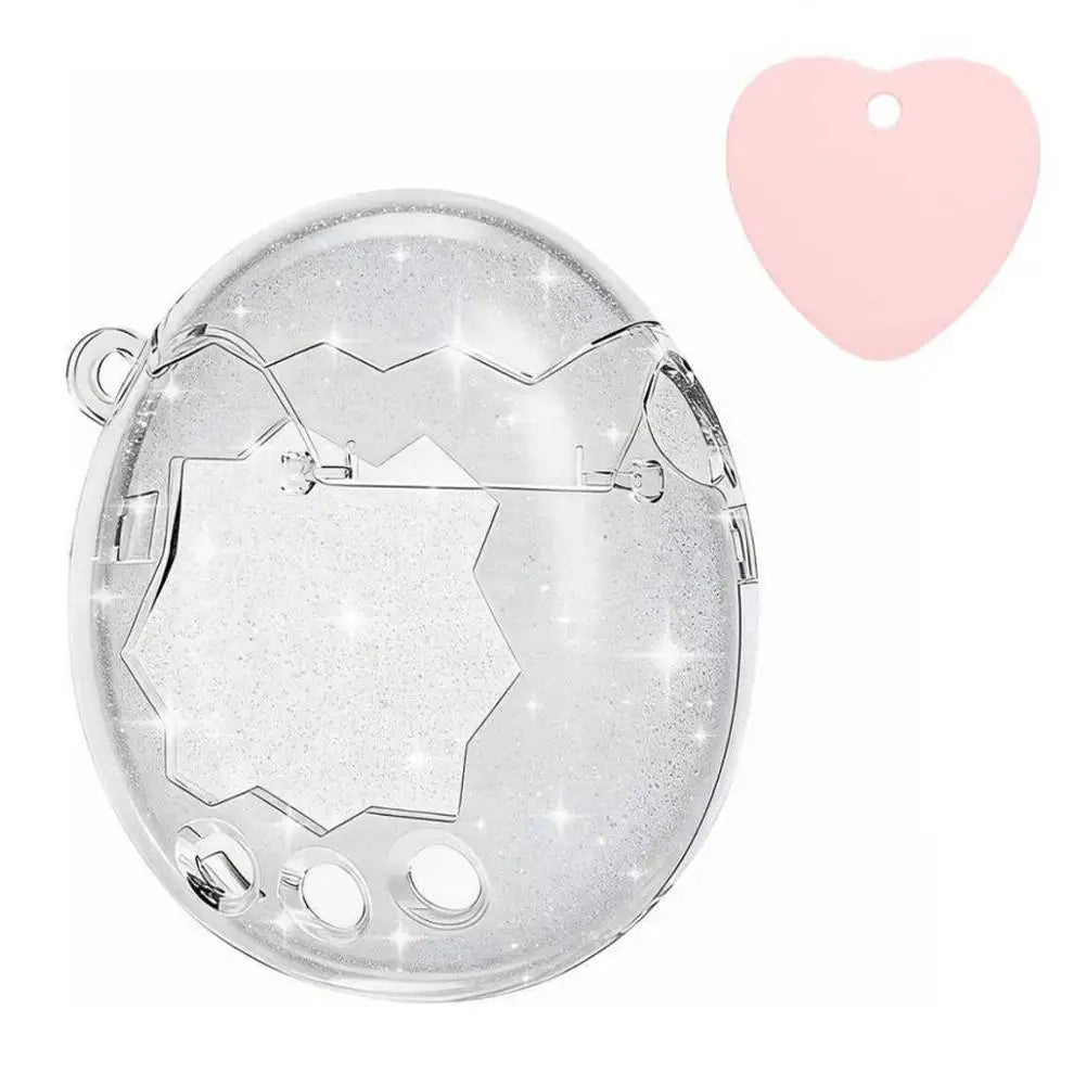 Suitable for Tamagotchi amusement park protective cases transparent glitter electronic pet shells with button caps Qme B