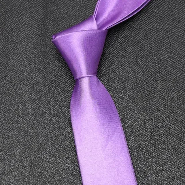 Mans Slim Skinny Tie Men Jacquard Woven Solid Orange Red Purple Black Qme Lavender