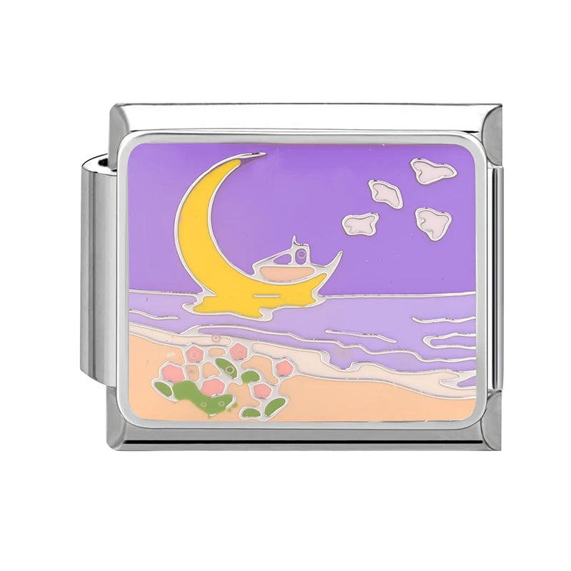 Cute Colored Love Heart Cat Italian Charm Fit Stainless Steel Women