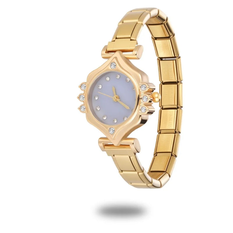 2025New Fit Width Italian Charm Square Zircon Elastic Watch Bracelets