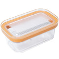 Butter Dish Keeper Cutter Slicer Clear Airtight Easy Cutting Qme Orange