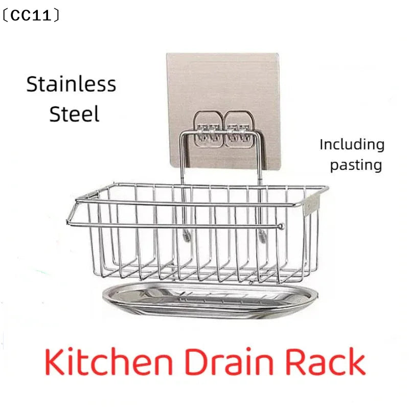 Stainless Steel Kitchen Drain Rack Basket Sink Side Storage Qme