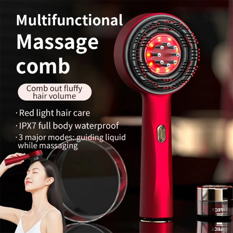 Electric Vibration Comb Red Light Anti Hair Loss Scalp Massager Oil Qme