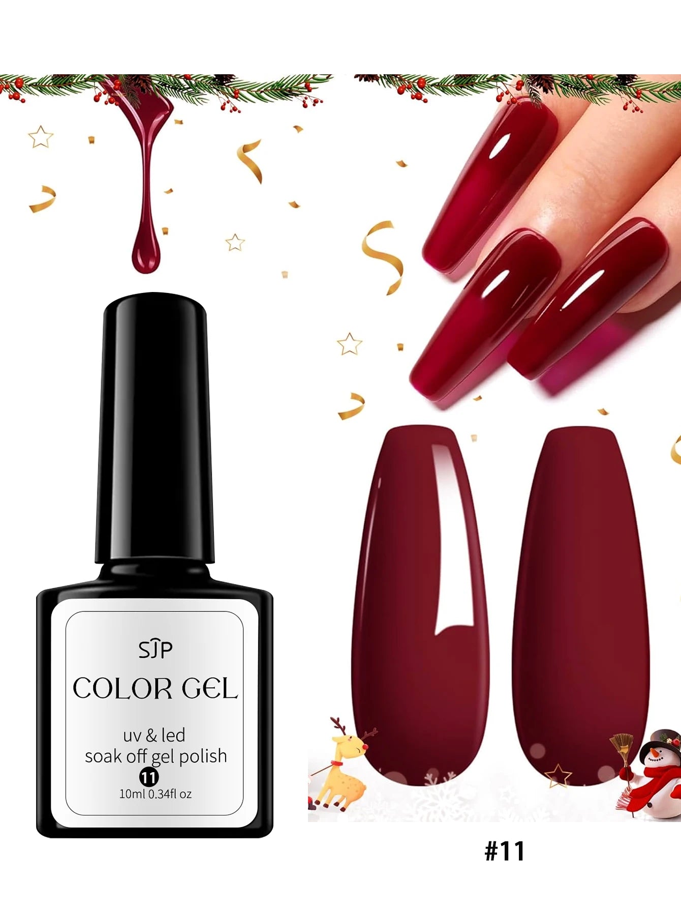 Valentine's Day Nail Polish Vernis Gel Rouge Couleurs Art Red UV LED Qme 11