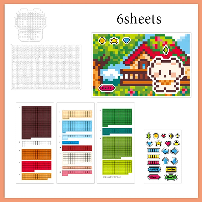 6 Sheets/Bag Kawaii Animal Themed Pixel Collage Stickers Mini Stress Relief for DIY Scrapbook Phone Case Notebook Decoration Qme 4