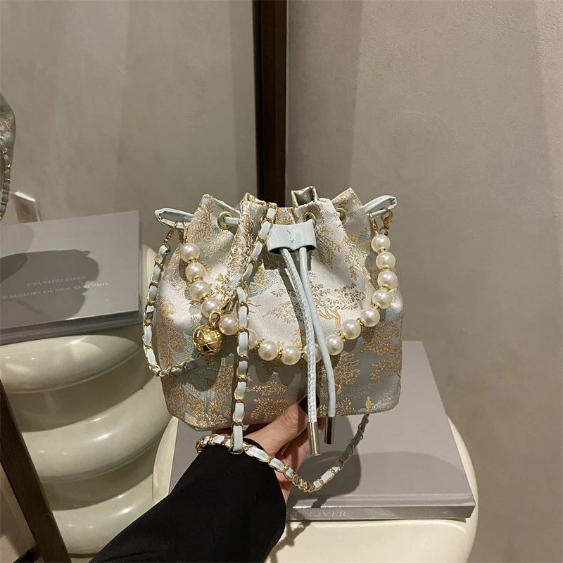 New Chinese Style Fine Embroidery Ladies Handbags Fashion Shoulder Bag Daily Party Tote Handbag For Women Qme Blue one size