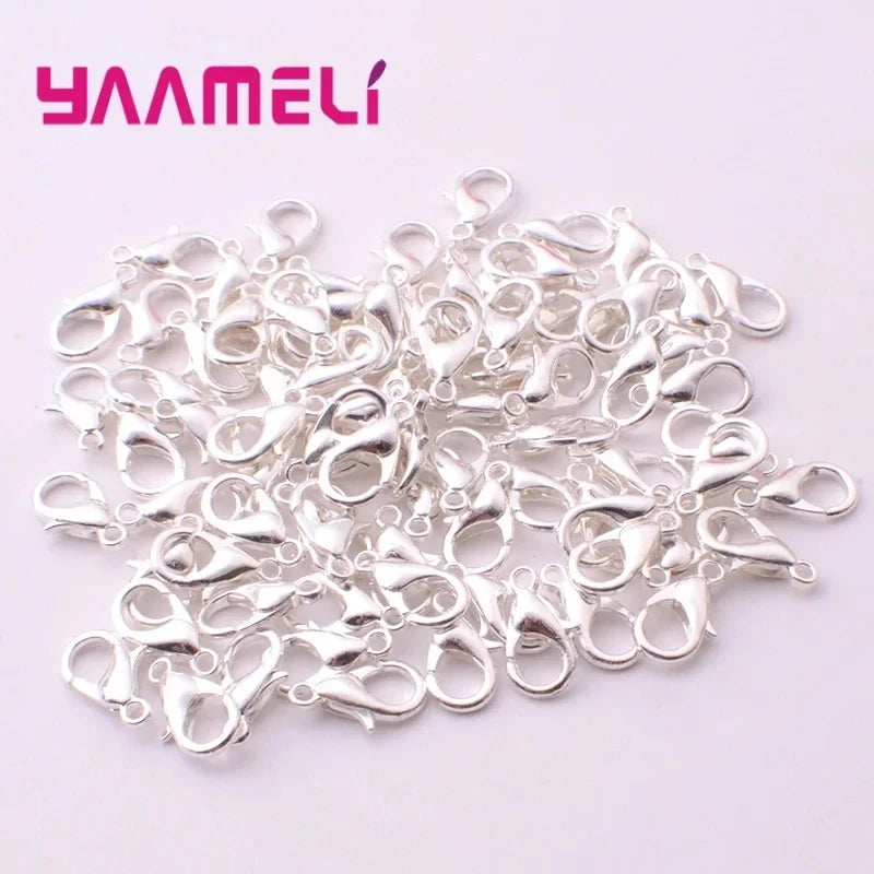 Wholesale 100PCS Bulk Jewelry Findings Genuine 925 Sterling Silver Color Lobster Clasp Fittings Connector Components Qme Default Title