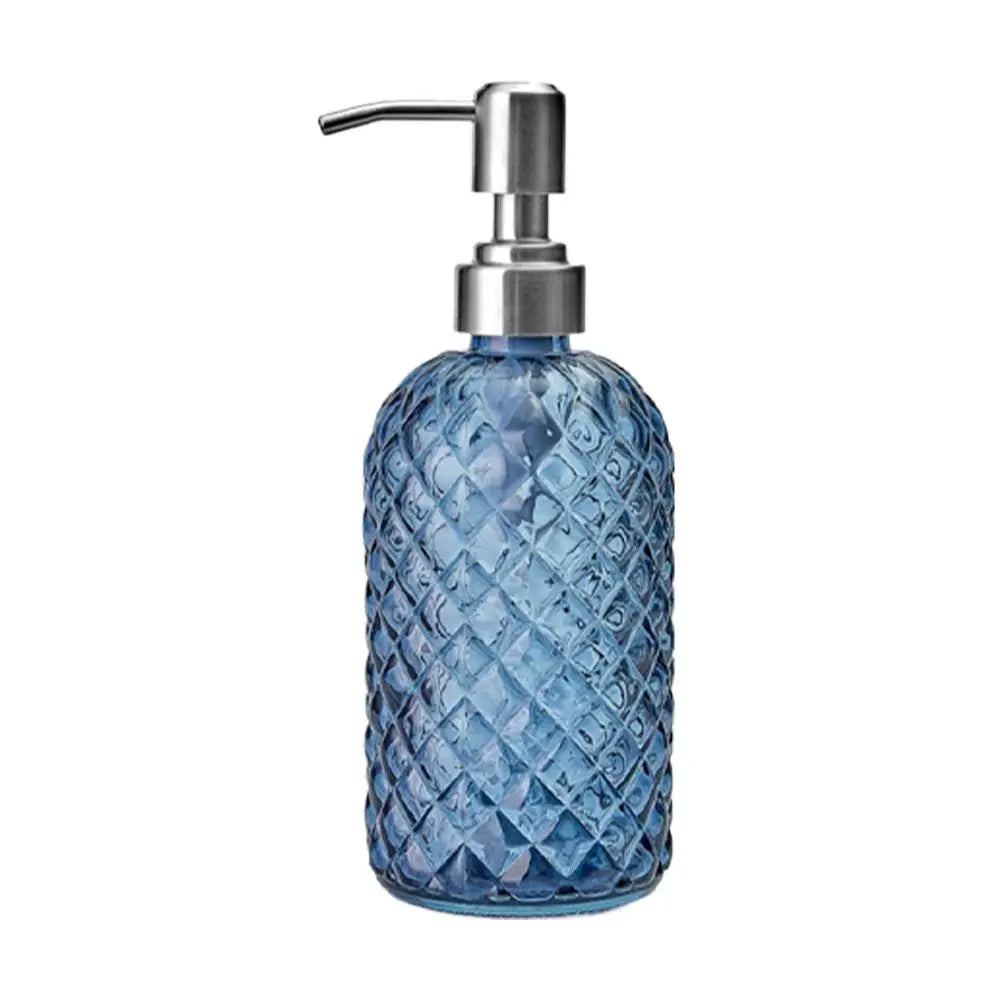 Glass Soap Dispenser Rust Proof Stainless Steel Pump Gem Patterned Qme D