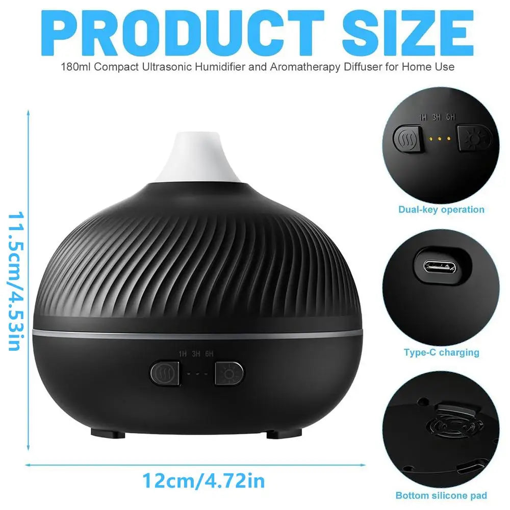 Oil Diffuser Machine 7-Color Ambient Light USB Plug-humidifier Qme China Mainland Black