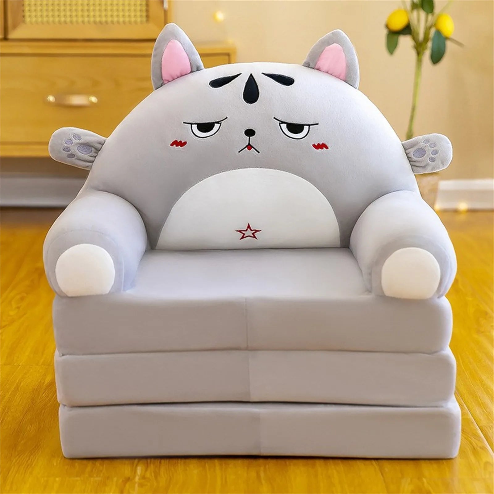 Children Sofa Cute Cartoon Massage Seat Cover Cartoon Lazy Sofa Flip Open Sofa Case Without Inner PP Cotton (Only Sofa Covers) Qme B