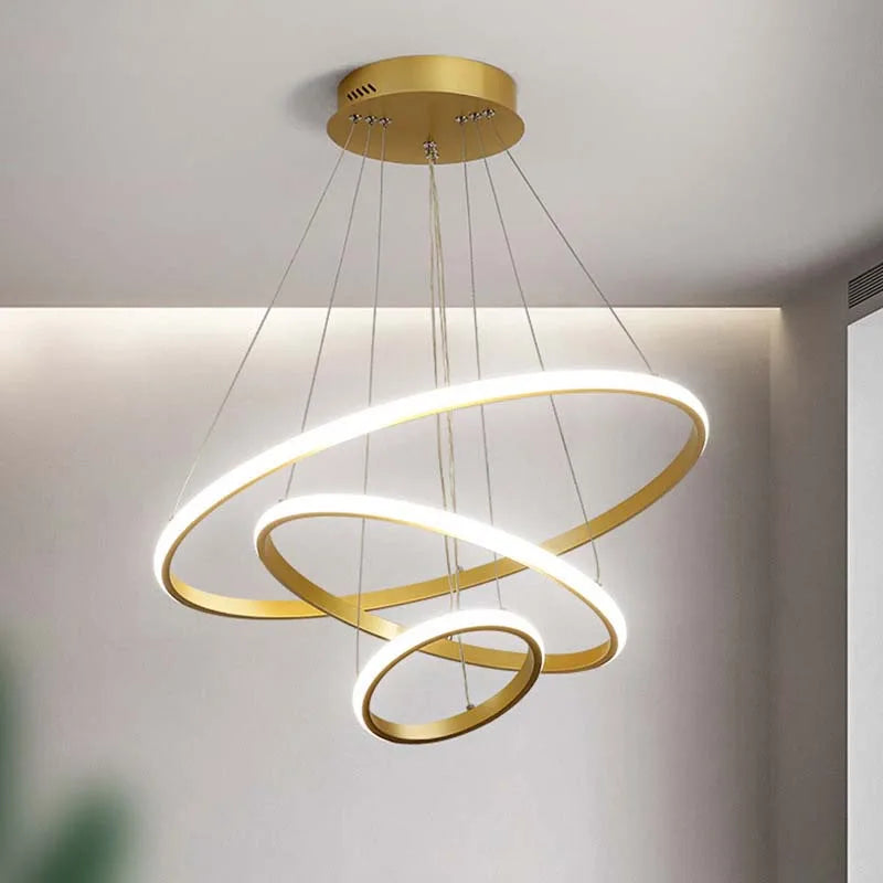 Modern led dining room chandeliers simple ring chandelier living bedroom Lights home indoor lighting decorative Pendant Lamps Qme