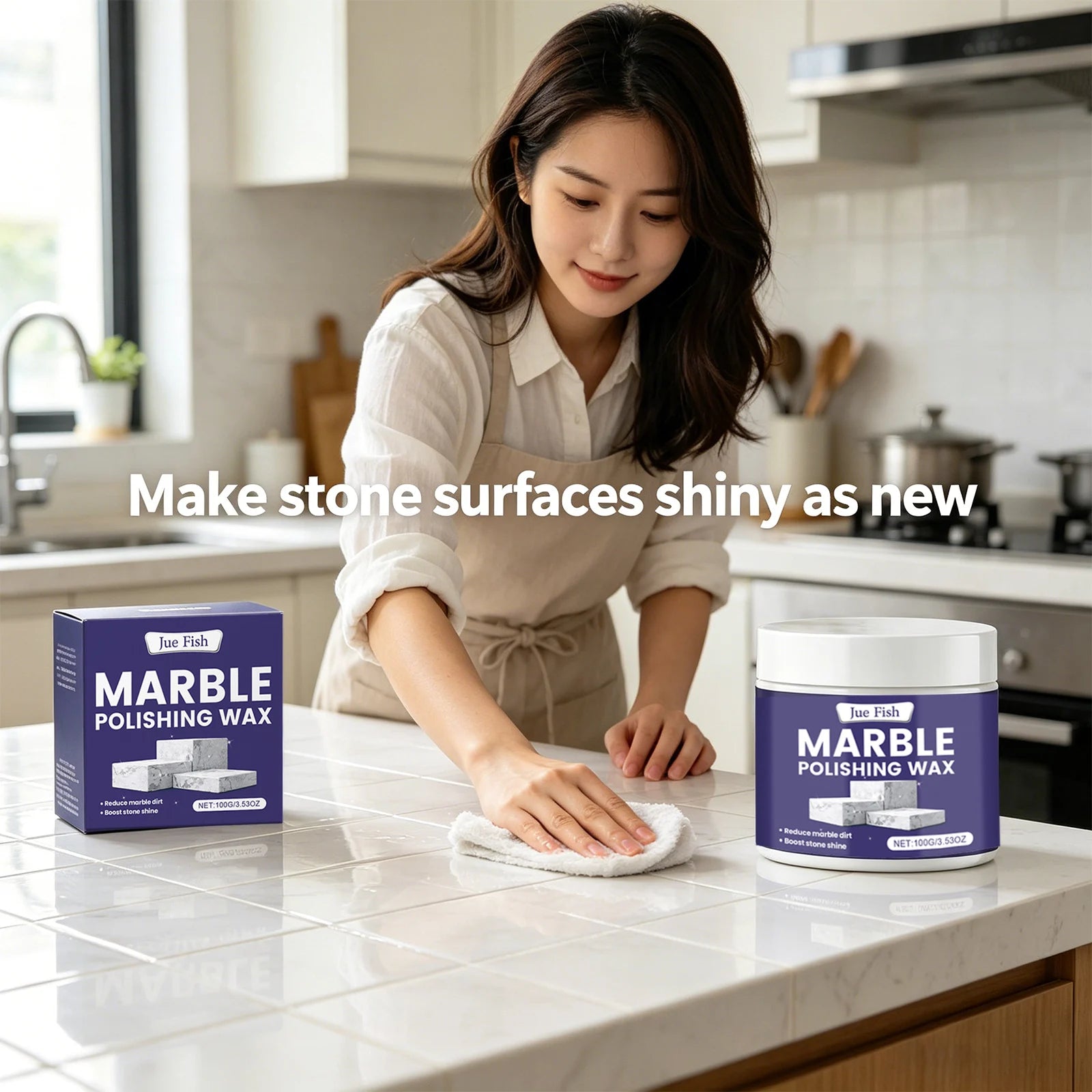 Marble Polishing Wax Cleaning Stains Reduce Dirt Buildup Enhance Surface Shine & Gloss Protection Marble Tile Daily Maintenance Qme