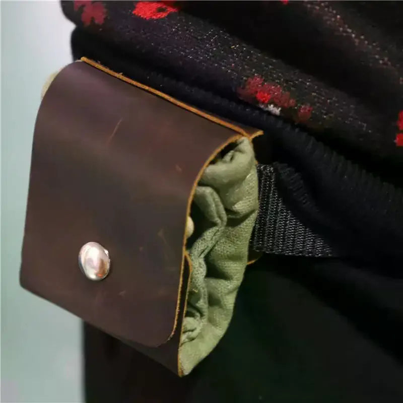 Portable Outdoor Waist Bag PU Leather Foldable Storage Bag Hanging Tool Bag Organizer Bag Qme