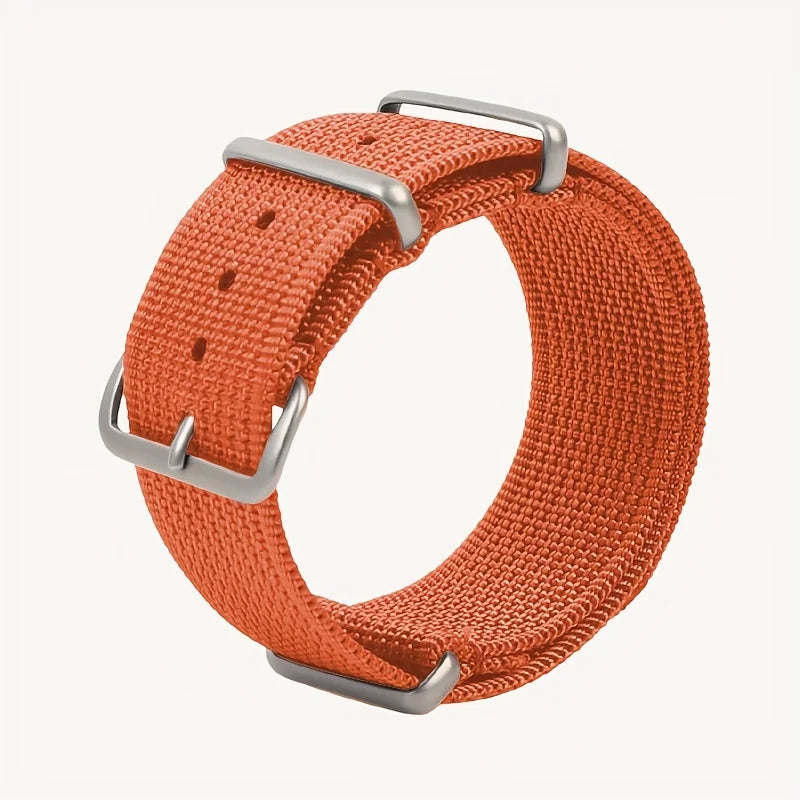 Nylon Watch Strap 22mm Canvas Replacement Watch Band Stainless Steel Buckle Waterproof Sports Wristband For Men Women Watches Qme Orange