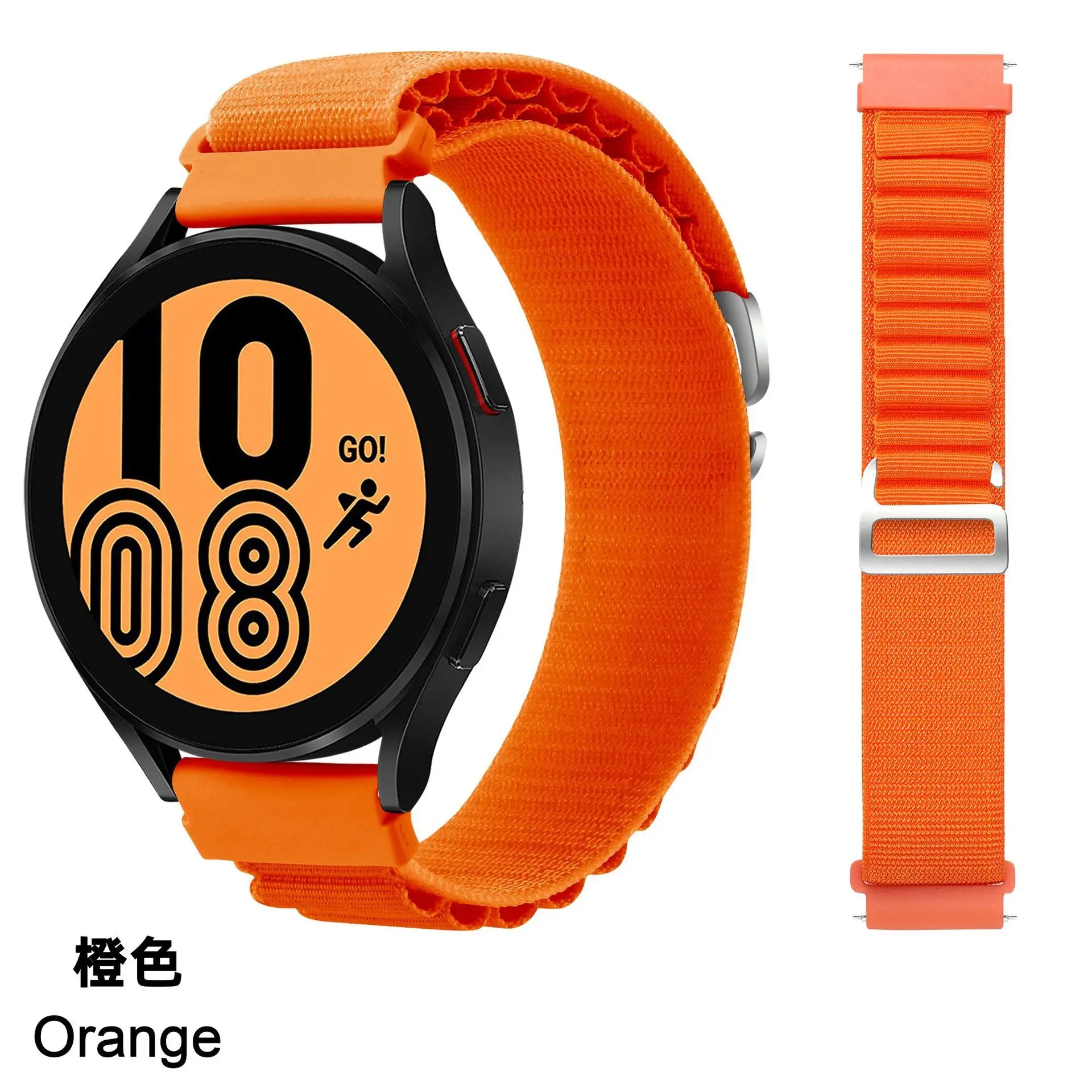 Suitable for Quartz Samsung Watch 4/5/6 20mm 22mm Nylon Quick Release Outdoor Strap Huawei GT3 High Mountain Loop Watch Bands Qme 2Orange 20mm