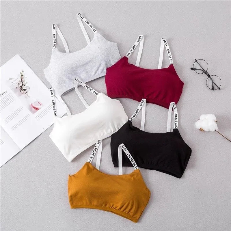 Women's Seamless Tube Bra Letter Strap Anti Exposure Sports Bralette Qme
