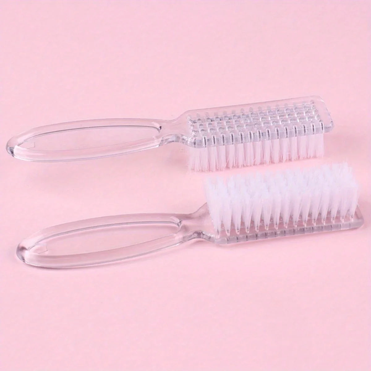 2PCS Nail Art Brush Long Handle Brush Square Head Multifunctional Nail Dust Manicure Dust Cleaning Brush Qme 2PCS Transparent