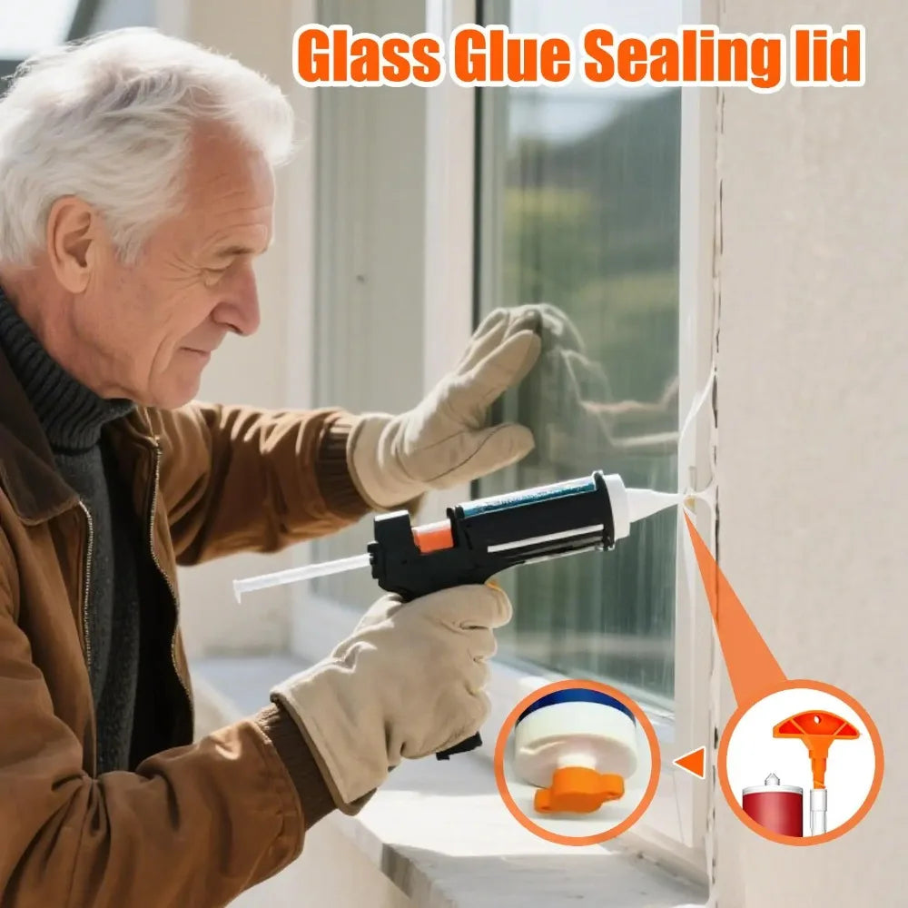 1 Set Glass Glue Sealing Cap Nozzle Cleaning Tools Portable Glass Caulk Tubes Prevents Drying Sealant Gun Nozzle Dredge Tools Qme