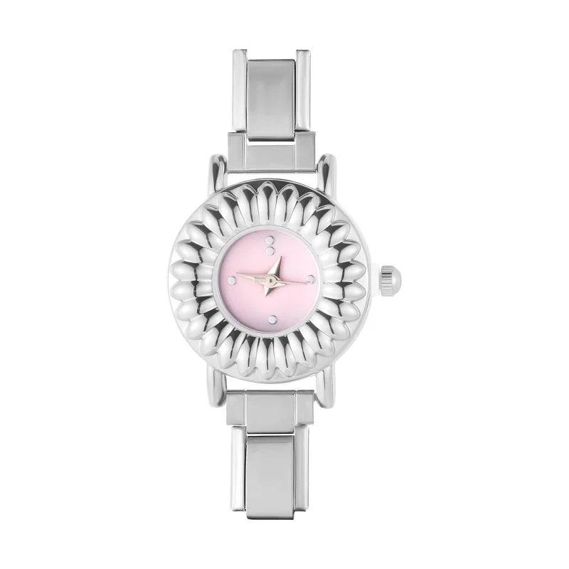 New 1PC High Quality Women's Stainless Steel Round Stereoscopic Watch Bracelet Bangle For Friend Wife Birthday Gift DIY Jewelry Qme Style 11