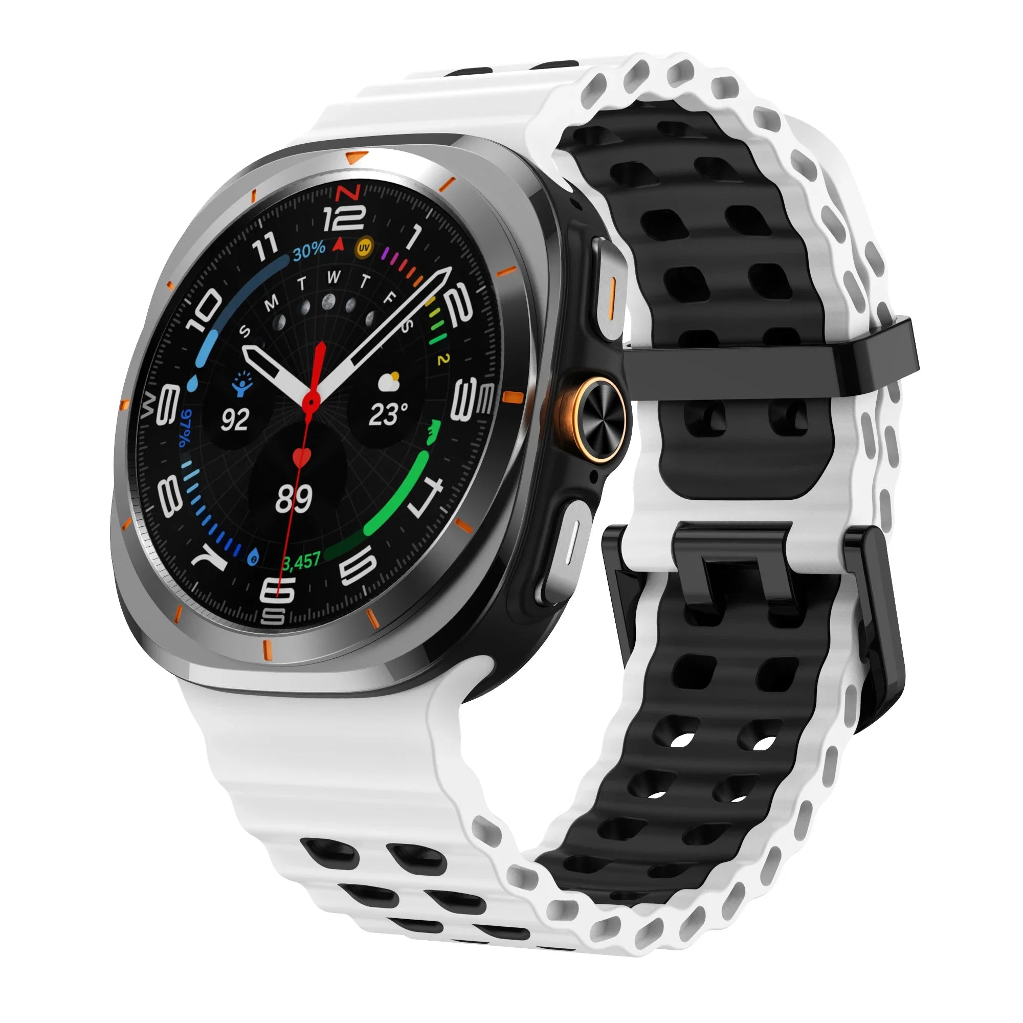 Two-Tone Sports Silicone Strap For Samsung Galaxy Watch Ultra Marine Band Bracelet For GalaxyWatch Ultra 47mm Watchband Qme White BlackB Galaxy Watch Ultra