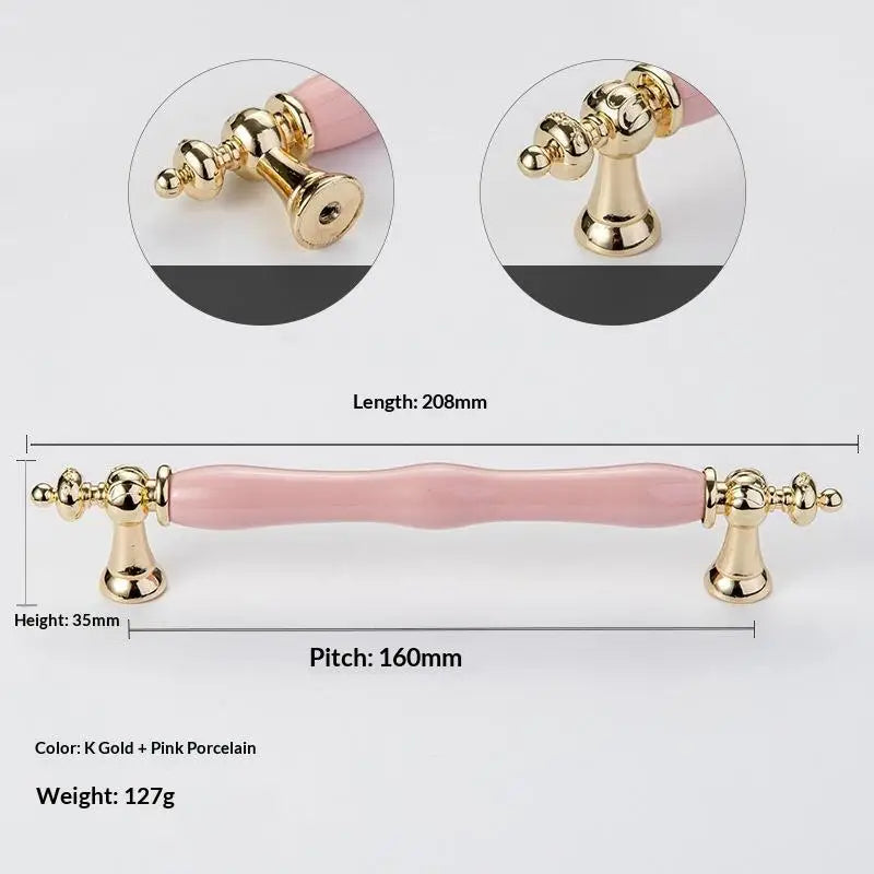 Modern Colored Ceramic Furniture Handle Golden Wardrobe Cabinet Handles Closet Door Knob Dressing Table And Drawer Pull Hardware Qme A17