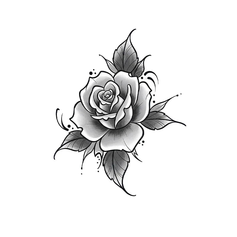 Rose & Flower Temporary Tattoo, Herbal Juice Waterproof Long-Lasting, Elegant Small & Fresh Fake Tattoo for Arm, Collar & Neck Qme