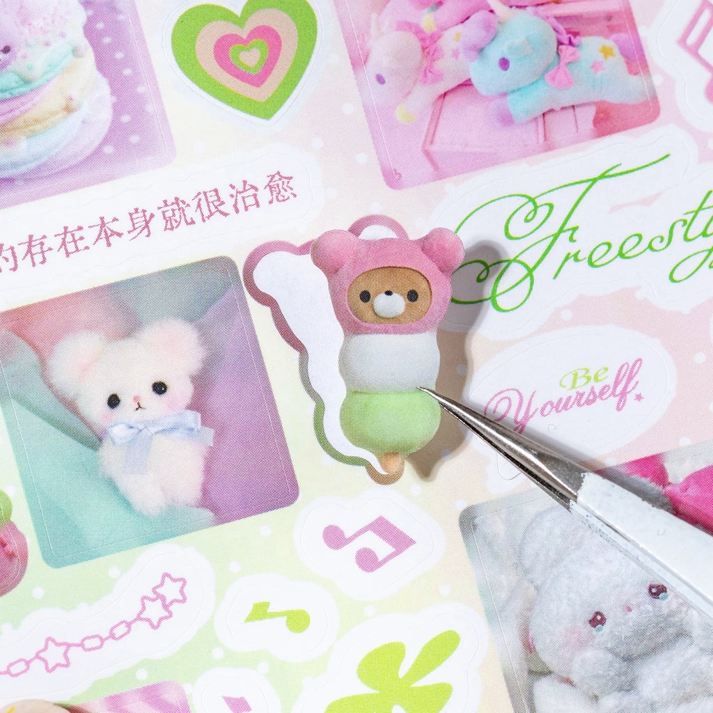20/40 Sheets Cute Die cut Stickers book Retro Cartoon Handmade Scrapbooking Handbook Material Phone Sticker Stationery Supplies Qme