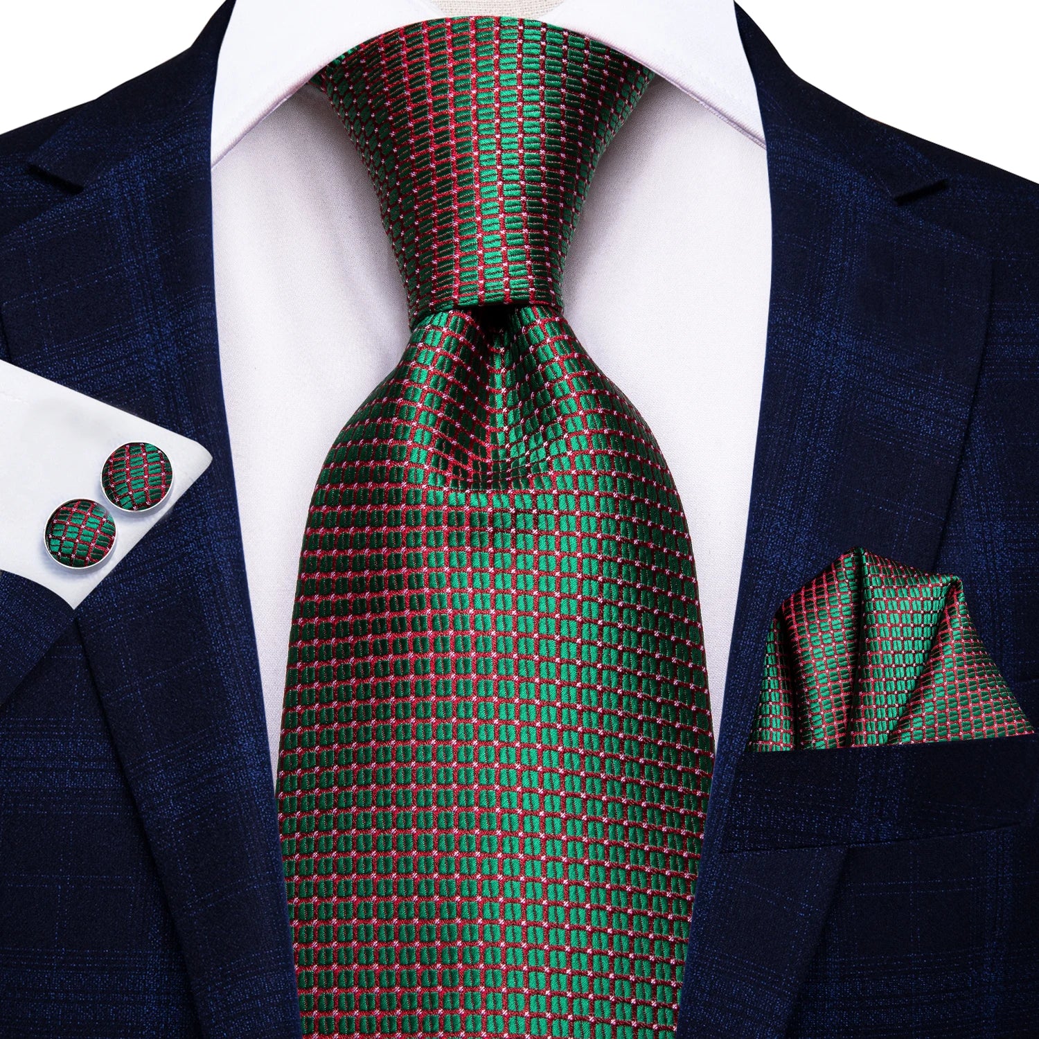 Professional Mens 3-Piece Suit Set: Necktie, Pocket Square & Cufflinks, Classic Design for Wedding Qme DPTH-LDSN3268