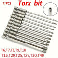 11Pcs Precision Star Plum Bit Set, S2 Alloy Steel, 75mm Long, With Hexagonal Socket, for Vehicle and Electrical Maintenance Qme 11PCS