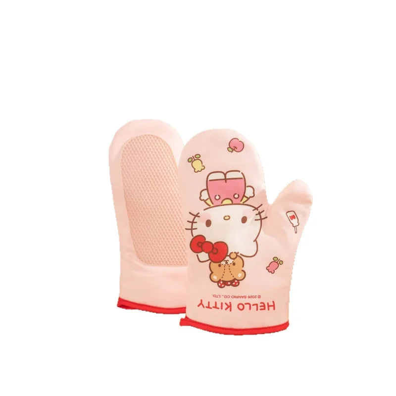 Hello Kitty Kuromi Silicone Gloves Thickened Gloves, Heat-Resistant for Household Use, Insulated Gloves Qme