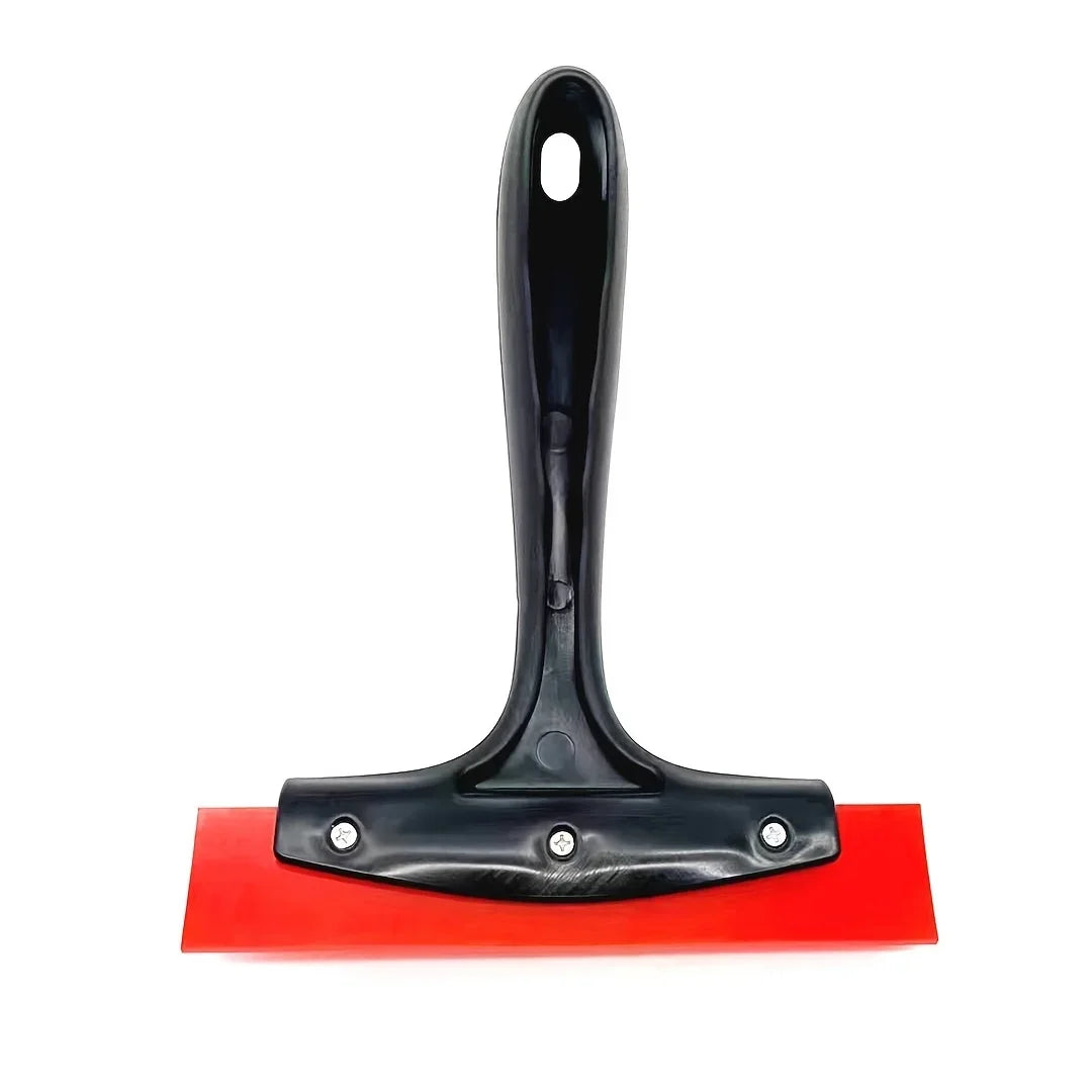 Car Window Rubber Squeegee, Black Handle Red Rubber Car Auto Ice Scraper Window Snow Removal Cleaning Tool, Qme