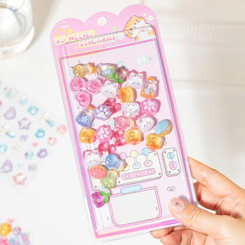 1 Sheet 3D Puffy Jelly Candy Stickers Wobble Sensory Game for DIY Crafts Scrapbooking Journal Laptop Decoration Qme