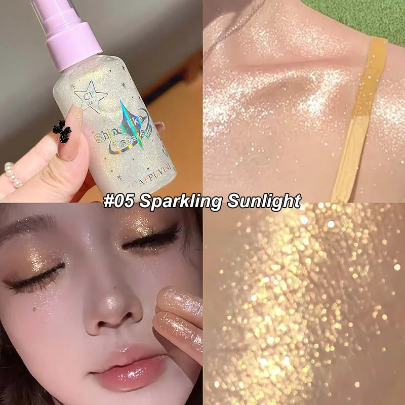 Body Glitter Spray Diamond Sparkle Highlighter Liquid Waterproof Qme 05