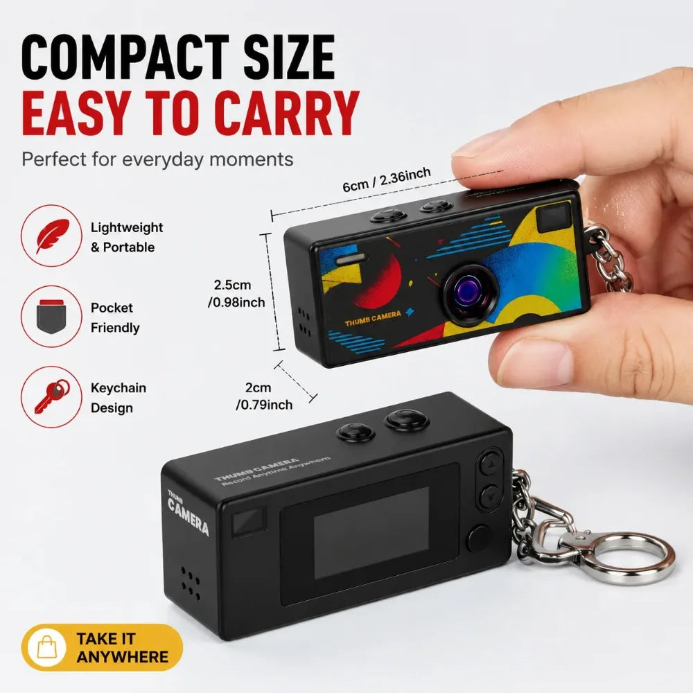 Light 1080P Keychain Mini Thumb Camera Portable Video Recorder Easy Carry For Daily Life Trip Outdoor Video Recording Qme