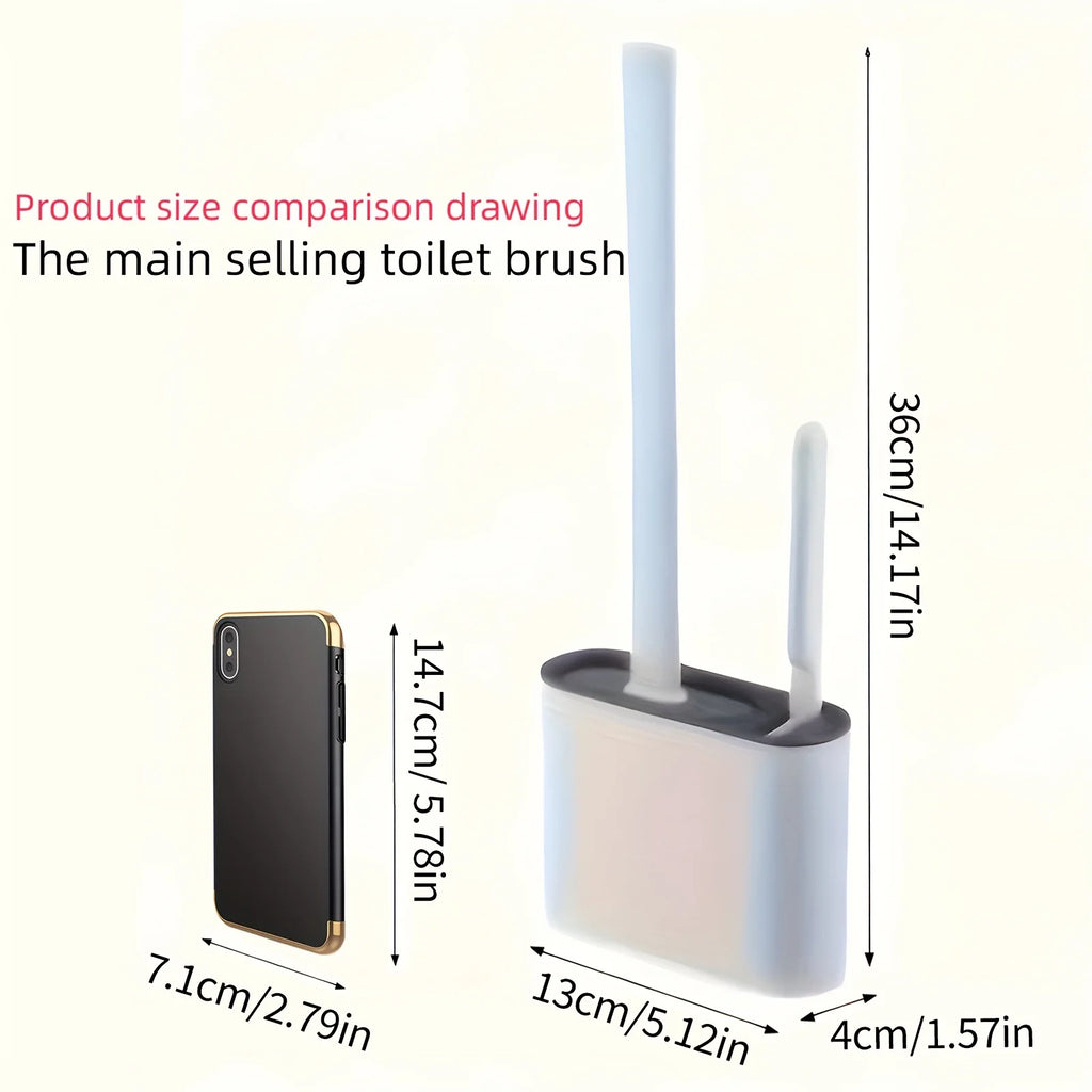 1 Set of 2 Toilet Brushes and 1 Toilet Seat, Wall-mounted Toilet Brush,Silicone Soft Toilet Brush Head, Long-handle Toilet Brush Qme