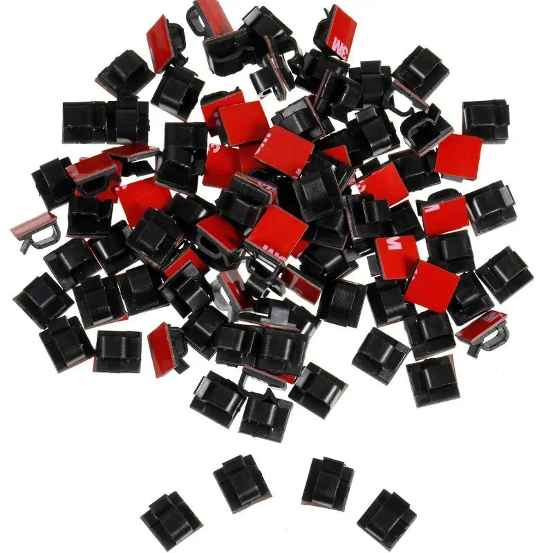 200PC Cable Clips Self Adhesive Cord Management Black Wire Holder Organizer Clamp Self-adhesive Car Wire Clip Accessories Stock Qme