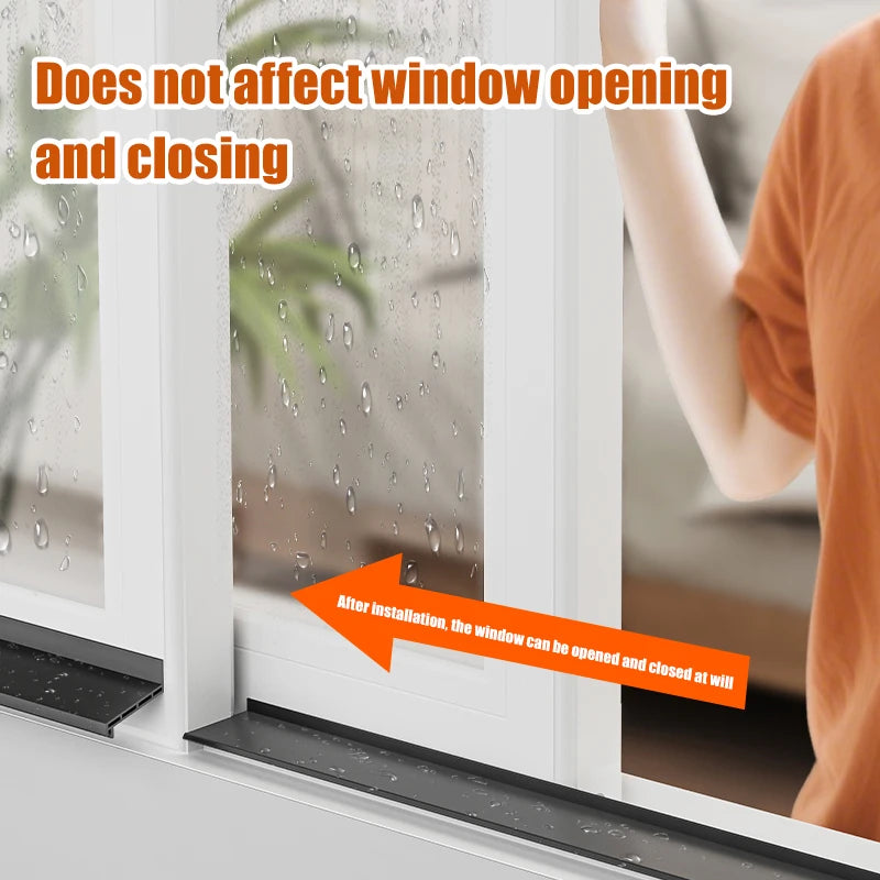 1.1M TPE Windows Water Retaining Strips Heat Cold-resistant Sliding Window Weather Strip Easy Installation Windproof Seal Strip Qme