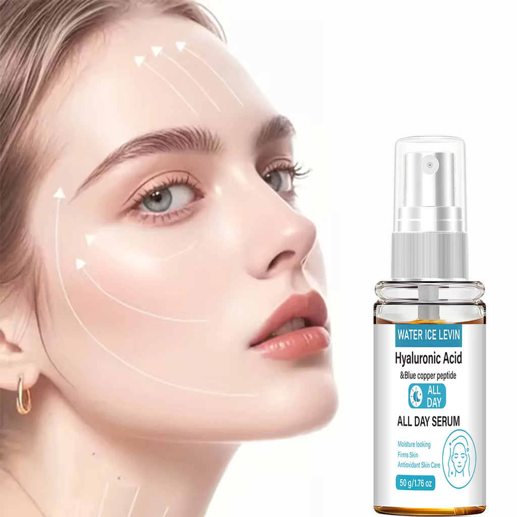 Blue Copper Peptide Hyaluronic Acid Serum, Antioxidant Moisturizing & Firming Skin Treatment Qme