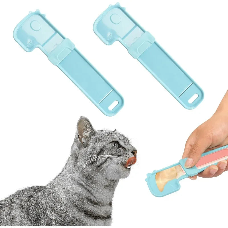 1pc cat wet treatment feeding spoon, convenient squeezing spoon, and cat and dog feeding accessories are easy to use Qme SKY BLUE