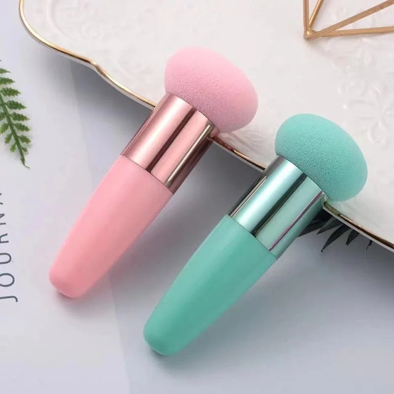 Mushroom Head Makeup Brushes Powder Puff Cosmetic Sponge Handle Women Qme
