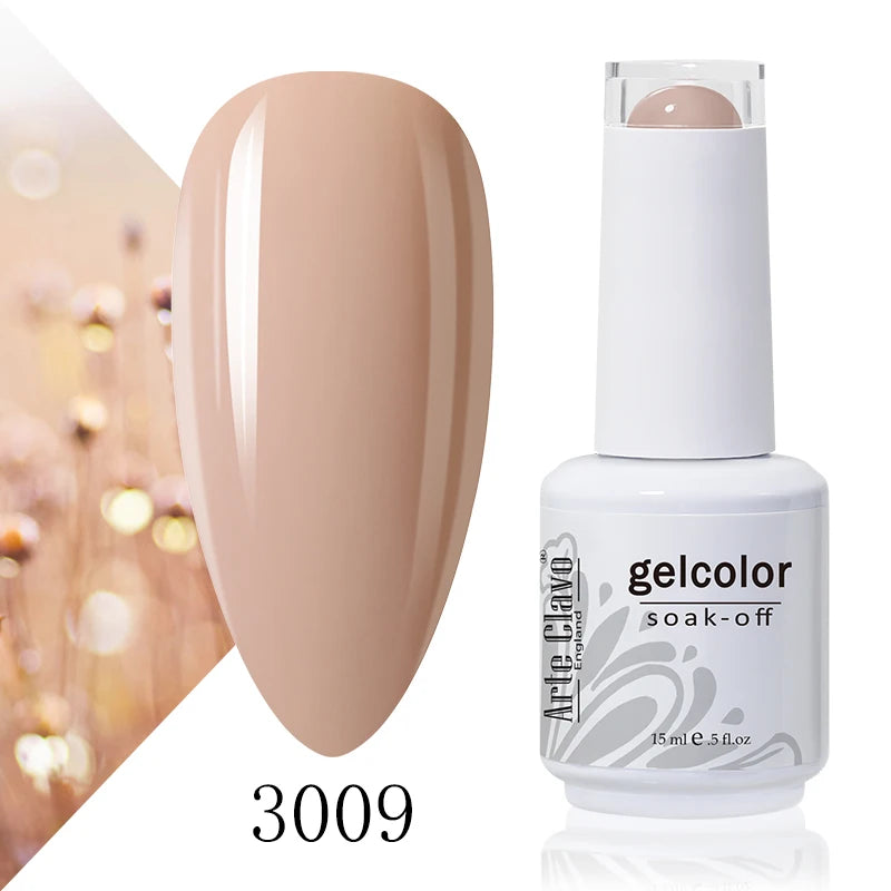 Arte Clavo Solid Gel Nail Polish Rainbow Summer Varnish Soak Off Qme 3009