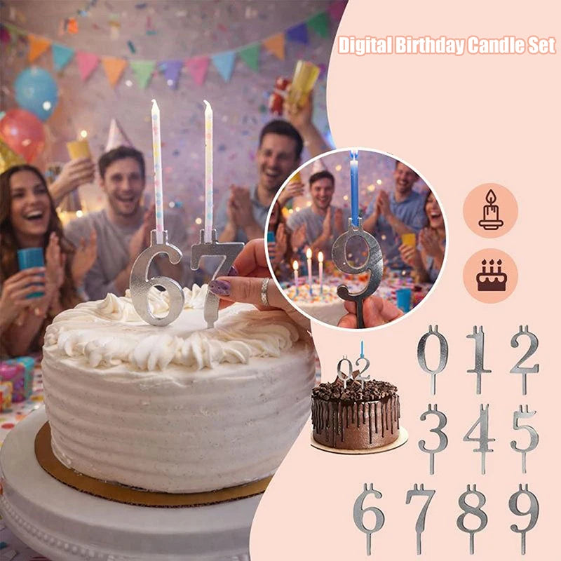 0-9numbers Happy Birthday Cake Topper Metal Wedding Kids Party Qme