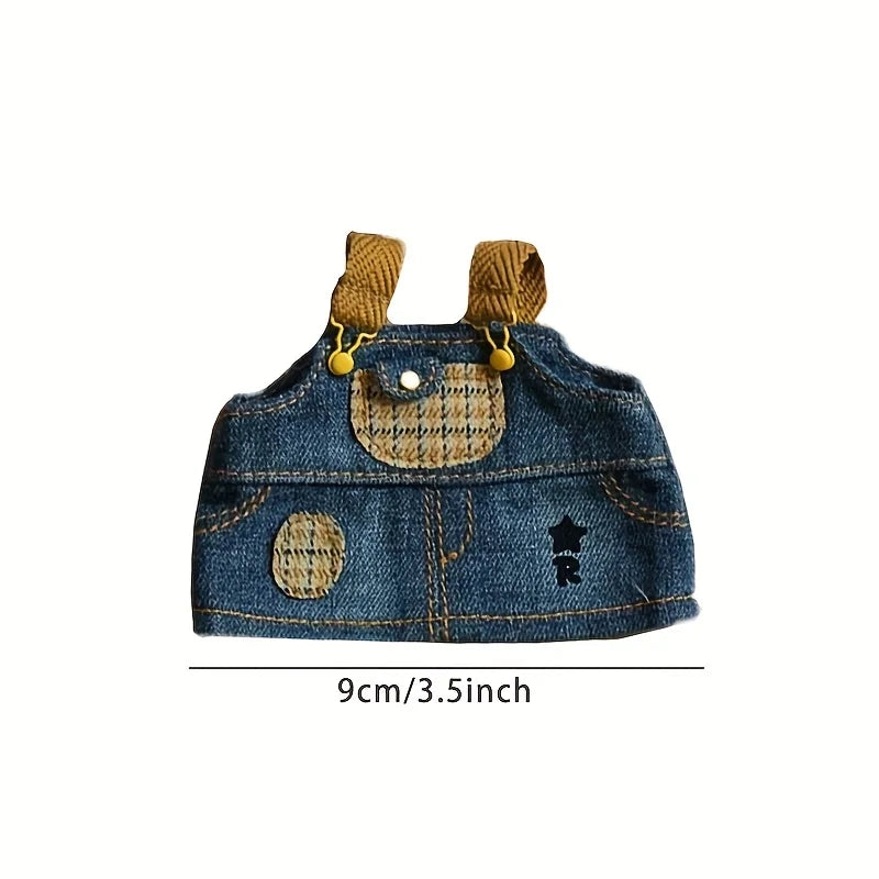 17cm Labubu Baby Dress Cowboy Strap Skirt, Strap Skirt for Changing into Trendy Clothes (Clothes Only, No Accessories or Dolls) Qme