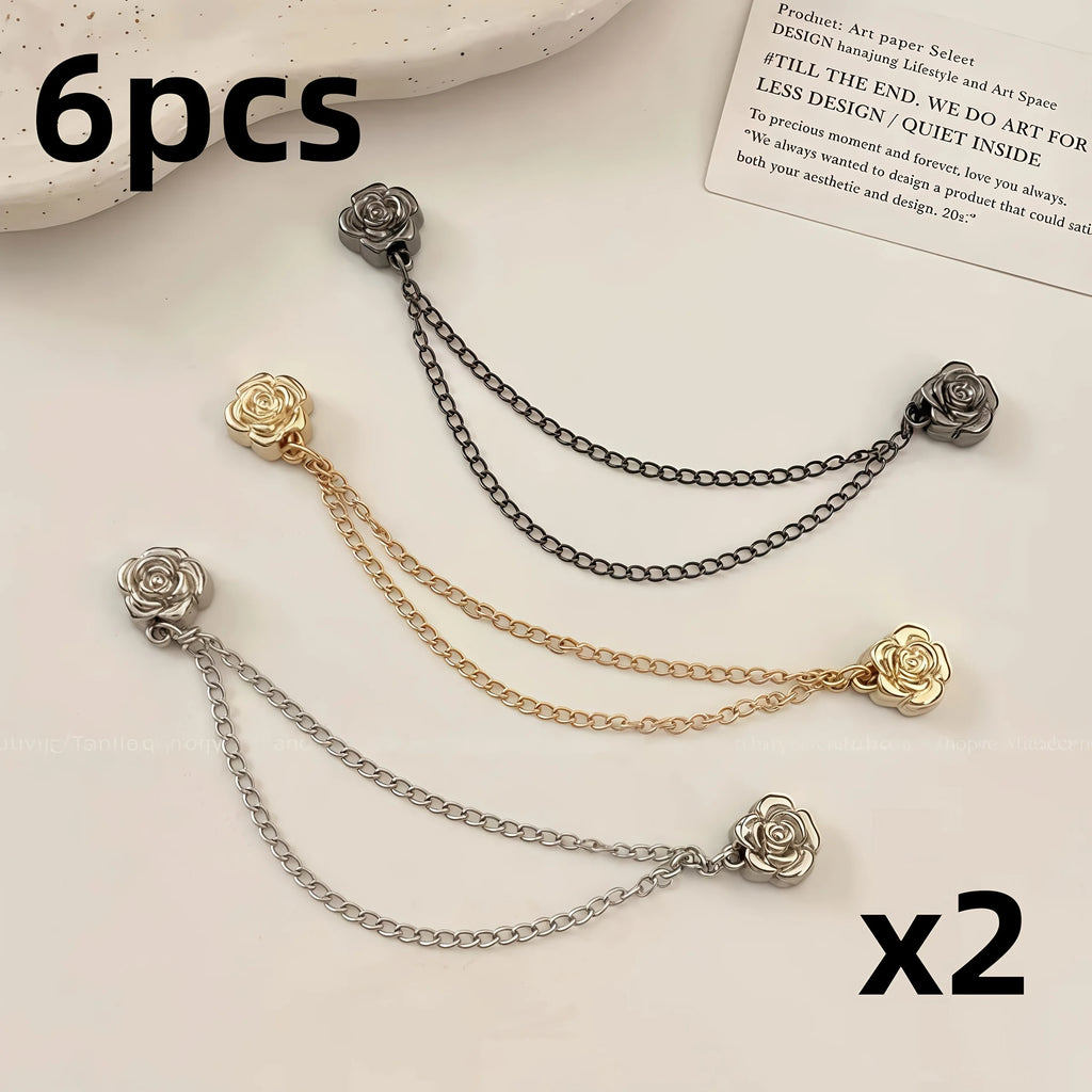 4/6Pcs Magnetic Chain Buckle - Adjustable Clothing Entrapment Magnetic Closure, Suitable for Pants, Dresses, Jackets - Clothing Qme 6pcs mixed color